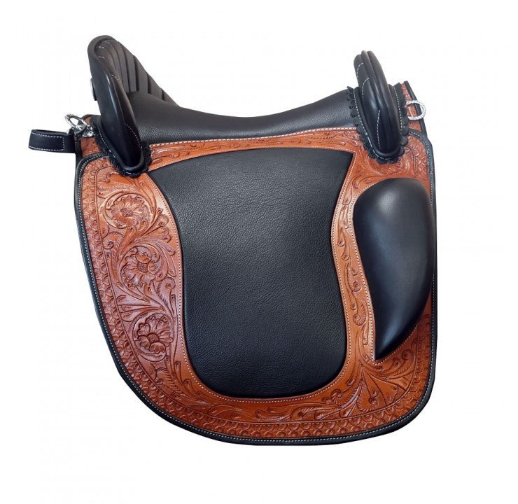 SILLA ESPAÑOLA TREELESS - Sin Armadura Repujada Bastes Multiposición Ajustables - Tienda Hípica Online | D’Hispania ®