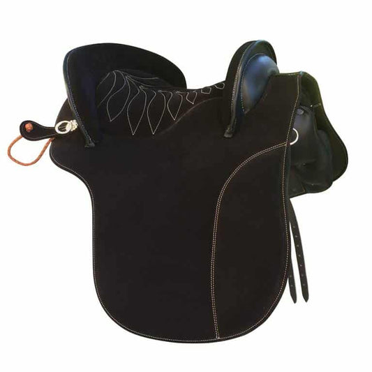 SILLA POTRERA CLASICA ASIENTO PROFUNDO - Serraje Vistoso Decorado Contraste Hilo - Tienda Hípica Online | D’Hispania ®