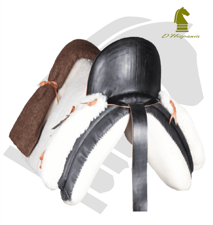 Silla vaquera Lebrija color negro de Tienda Hípica D'Hispania, con asiento y estructura de cuero para montar a caballo.