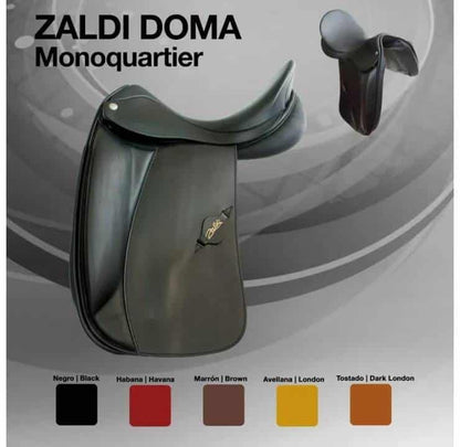 Silla inglesa de doma ZALDI Doma CP.Monoquartier, artesanal, sin cuartel, con asiento y estructura de madera, para equitación.