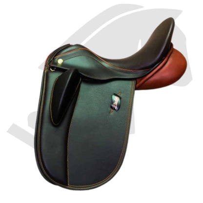 Silla de doma clásica ZALDI Doma Drim de estilo inglés, artesanal y española, con detalles en cuero y madera.