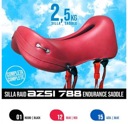 Silla de montar a caballo Raid Endurance AZSI 788 Completa, diseño profesional para resistencia y comodidad en equitación.
