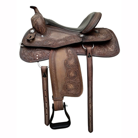 Silla Western Extra Completa AZWS 796 - Repujada Marrón 16" Kit - Tienda Hípica Online | D’Hispania ®