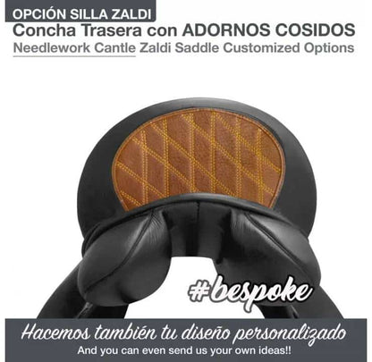 Silla Zaldi con Concha Trasera Adornos Cosidos - Personalización Artesanal Mano - Tienda Hípica Online | D’Hispania ®