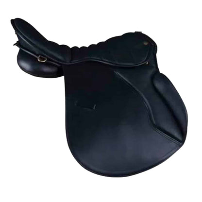 Silla de marcha Endurance Eco 18" de cuero negro para caballos, resistente y cómoda, marca Tienda Hípica D'hispania.