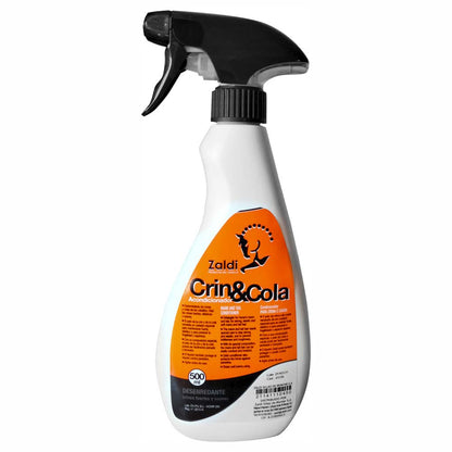 Acondicionador para crin y cola ZALDI, en botella de 0.5 litros, para limpieza e higiene equina.