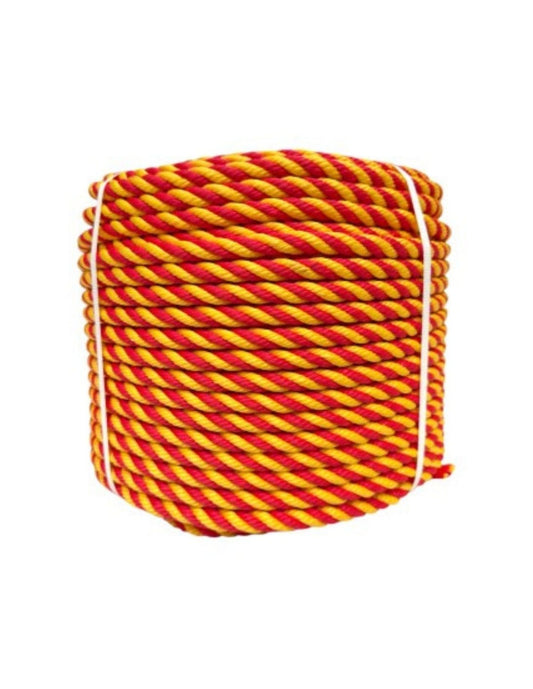 Cuerda de polipropileno de 14mm con 4 cabos, alta resistencia, para ramales y accesorios hípicos, en color blanco.