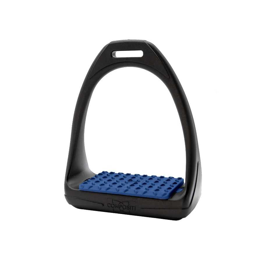 Estribo Compositi Reflex Soft para equitación, con estructura ligera y acolchado en color negro, diseñado para comodidad y seguridad.